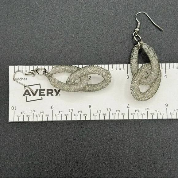 Sparkly Mesh  Rhinestone Dangly Earrings - Picture 5 of 5